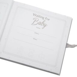 Happy Homewares Baby Shower Photo Album with Silver Plated Rattle Pram & Booties in Grey - thumbnail 5