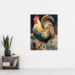 "Artery8 Cockerel Cock Rooster Modern Flamboyant Colourful Painting Extra Large XL Wall Art Poster Print - Size: W24"" x H32""" - thumbnail 4