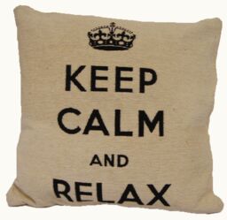 Rapport Home Keep Calm & Carry On Cushion Cover (45x45 cm) in Natural - Size: 45 cm x 45 cm - thumbnail 1