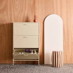 sweeek Industrial shoe cabinet with 3 drawers metal in Cream - thumbnail 4