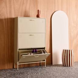 sweeek Industrial shoe cabinet with 3 drawers metal in Cream - thumbnail 9