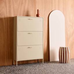 sweeek Industrial shoe cabinet with 3 drawers metal in Cream - thumbnail 8