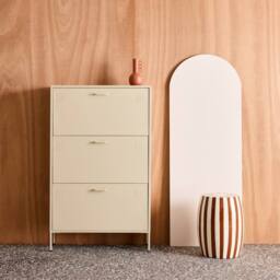 sweeek Industrial shoe cabinet with 3 drawers metal in Cream - thumbnail 1