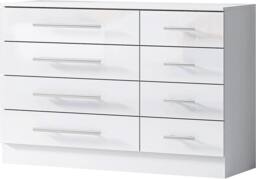 Harmin White 8 Drawer High Gloss Chest of Drawers - with sleek handles - thumbnail 8