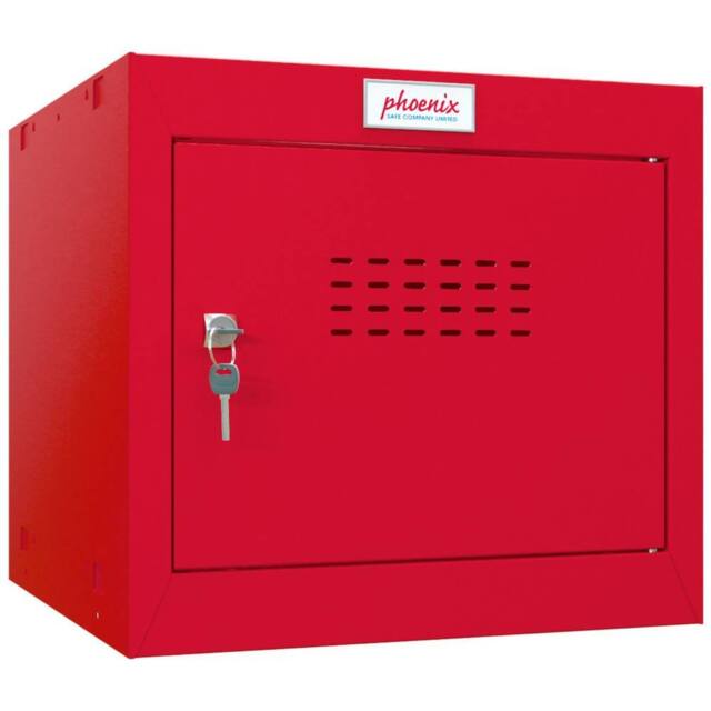 Phoenix Safe Company Size 1 Red Cube Locker with Key Lock, CL0344RRK, 44L - Size: 300 cm x 100 cm