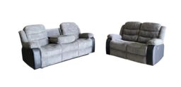 LUXURY LIFE Roma Jumbo Cord Recliner Sofa Set in Grey - thumbnail 1
