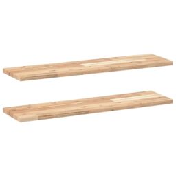 Berkfield Home Floating Shelves 2 pcs 80x20x2 cm Untreated Solid Wood Acacia in Brown - Size: 80 x 20 x 2 cm - thumbnail 2