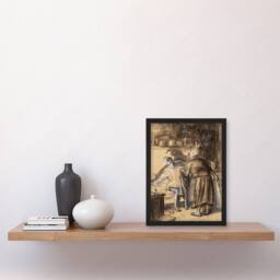 Artery8 William James Glackens Framed Wall Art Here Are Your Trousers Drawing in Beige - Size: A4 - thumbnail 2