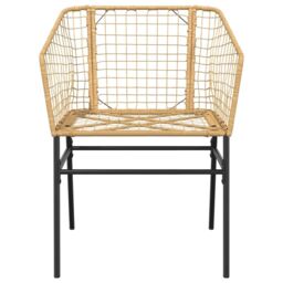 Berkfield Home 7 Piece Garden Dining Set Brown Poly Rattan Glass - thumbnail 6