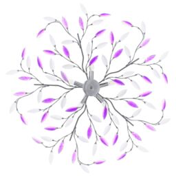 Berkfield Home Ceiling Lamp with Acrylic Crystal Leaf Arms for 5 E14 Bulbs Purple - thumbnail 3
