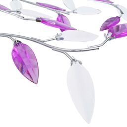 Berkfield Home Ceiling Lamp with Acrylic Crystal Leaf Arms for 5 E14 Bulbs Purple - thumbnail 4