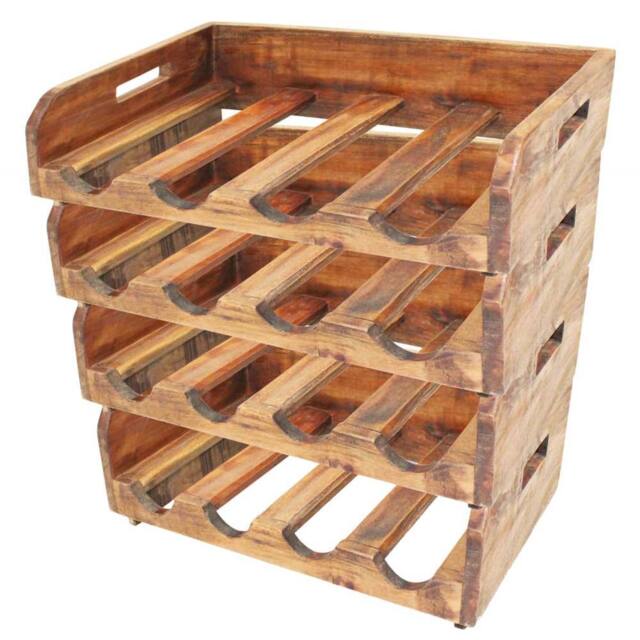 Berkfield Home Wine Racks 4 pcs for 16 Bottles Solid Reclaimed Wood in Brown - image 1