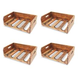 Berkfield Home Wine Racks 4 pcs for 16 Bottles Solid Reclaimed Wood in Brown - thumbnail 2