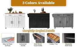 BTM Kitchen Island on Wheels Folding Tabletop Storage Trolley Cabinet in Grey - thumbnail 9