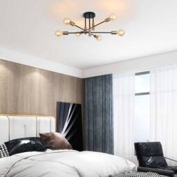 NIVOR 6 light Industrial Chandelier Mid Century Flush Mount Ceiling Light in Metallic Gold - thumbnail 4