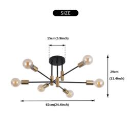 NIVOR 6 light Industrial Chandelier Mid Century Flush Mount Ceiling Light in Metallic Gold - thumbnail 2