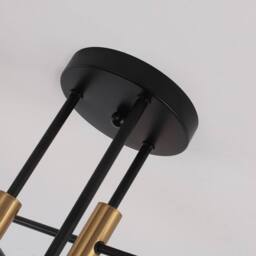 NIVOR 6 light Industrial Chandelier Mid Century Flush Mount Ceiling Light in Metallic Gold - thumbnail 7