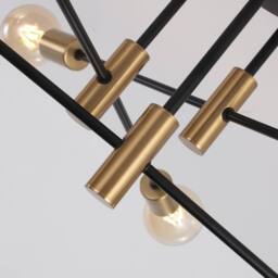 NIVOR 6 light Industrial Chandelier Mid Century Flush Mount Ceiling Light in Metallic Gold - thumbnail 8