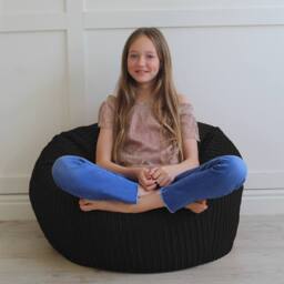 rucomfy Beanbags rucomfy Indoor Classic Kids Bean Bag Chair - Jumbo Cord Slouchbag in Black - thumbnail 1
