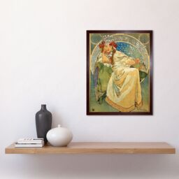 "Wee Blue Coo Alphonse Mucha Princess Hyacinth 1911 Old Master Framed Wall Art Print in Brown - Size: W12"" x H16""" - thumbnail 2