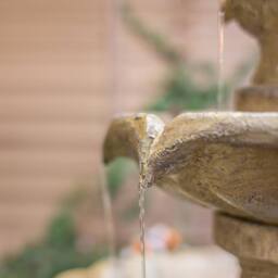 Primrose Solar Powered 'Imperial' Water Fountain Cream Tiered with Lights 92cm in Beige - thumbnail 4