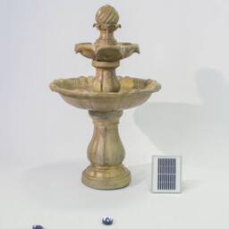 Primrose Solar Powered 'Imperial' Water Fountain Cream Tiered with Lights 92cm in Beige - thumbnail 6