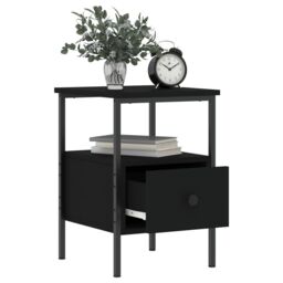 Berkfield Home Bedside Cabinet Black 34x36x50 cm Engineered Wood - Size: 34 x 36 x 50 cm - thumbnail 4