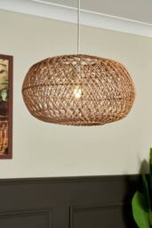 BHS Lighting Kyle 42cm Easy Fit Rattan Light Shade in Natural - thumbnail 4