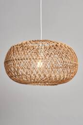 BHS Lighting Kyle 42cm Easy Fit Rattan Light Shade in Natural - thumbnail 1