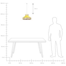 Wyld and Coco Boho Rattan Pendant Lamp with Yellow Velvet Shade in Natural - thumbnail 6