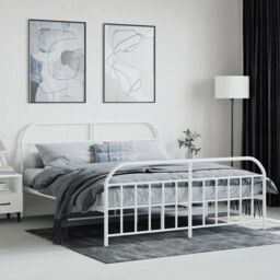 Berkfield Home Metal Bed Frame with Headboard & Footboard White 183x213 cm - thumbnail 3