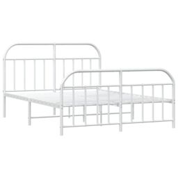 Berkfield Home Metal Bed Frame with Headboard & Footboard White 183x213 cm - thumbnail 5