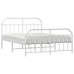 Berkfield Home Metal Bed Frame with Headboard & Footboard White 183x213 cm - thumbnail 4