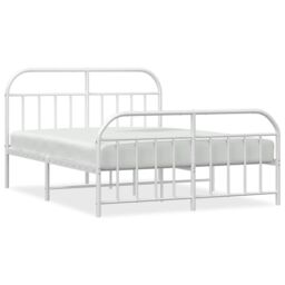 Berkfield Home Metal Bed Frame with Headboard & Footboard White 183x213 cm - thumbnail 2