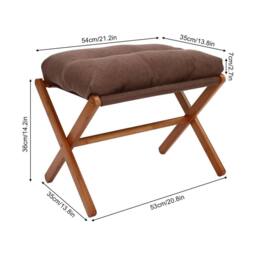 Havendro Bamboo Cotton Foot Rest Stool Footstool Ottoman Seat Stool in Brown - thumbnail 2