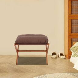 Havendro Bamboo Cotton Foot Rest Stool Footstool Ottoman Seat Stool in Brown - thumbnail 4