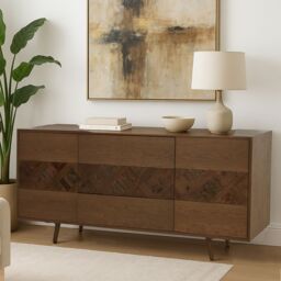 Orsina Spacious Brown Sideboard, Quality Crafted Sideboard For Livingroom, Versatile Design Mid Century Sideboard - thumbnail 1