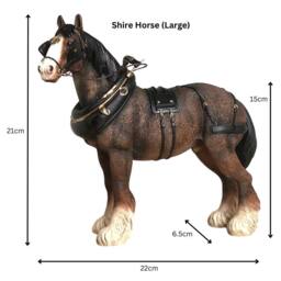 Animal Crackers Large Bay Shire Cart Heavy Horse In Harness Figurine By Leonardo in Brown - thumbnail 2