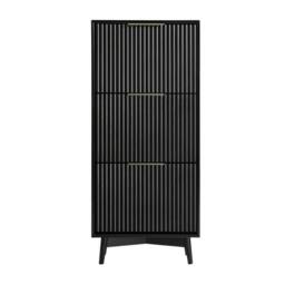 Home Garden Direct Monza Shoe Storage Cabinet with Fluted Doors Black - thumbnail 6