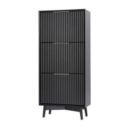 Home Garden Direct Monza Shoe Storage Cabinet with Fluted Doors Black - thumbnail 7