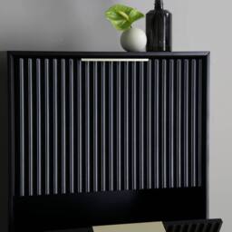 Home Garden Direct Monza Shoe Storage Cabinet with Fluted Doors Black - thumbnail 4