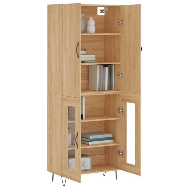 Berkfield Home Highboard Sonoma Oak 69.5x34x180 cm Engineered Wood in Light Tan - image 1