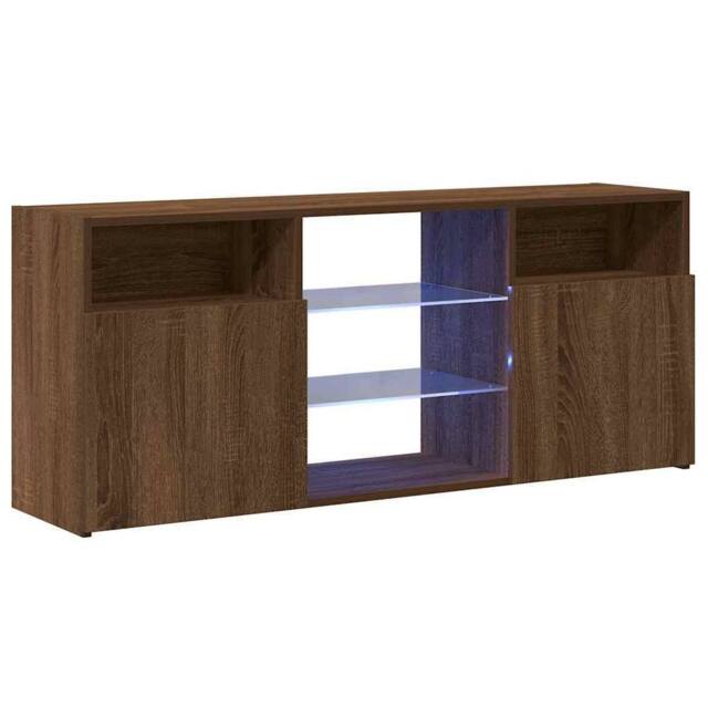 Berkfield Home TV Cabinet with LED Lights Brown Oak 120x30x50 cm - Size: 120 x 30 x 50 cm - image 1