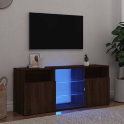 Berkfield Home TV Cabinet with LED Lights Brown Oak 120x30x50 cm - Size: 120 x 30 x 50 cm - thumbnail 2