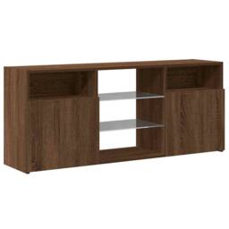Berkfield Home TV Cabinet with LED Lights Brown Oak 120x30x50 cm - Size: 120 x 30 x 50 cm - thumbnail 6