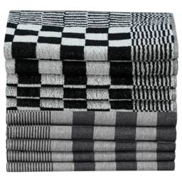 Berkfield Home Soft 50 Piece Towel Set Black & White Cotton - thumbnail 1