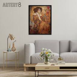 "Artery8 The Dreamer Klimt Inspired Woman Portrait Framed Canvas Wall Art Print in Brown - Size: W12"" x H16""" - thumbnail 3