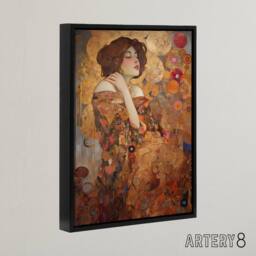 "Artery8 The Dreamer Klimt Inspired Woman Portrait Framed Canvas Wall Art Print in Brown - Size: W12"" x H16""" - thumbnail 2