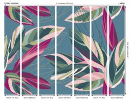 Origin Murals Botanical Calathea Leaves Wall Mural in Blue - Size: W350 cm x H280 cm - thumbnail 3
