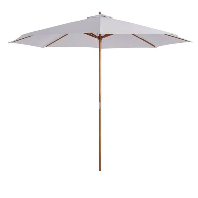 Nordara 3(m) Wooden Garden Parasol Sun Shade Outdoor Umbrella in White - Size: 2000mm x 3000mm - image 1